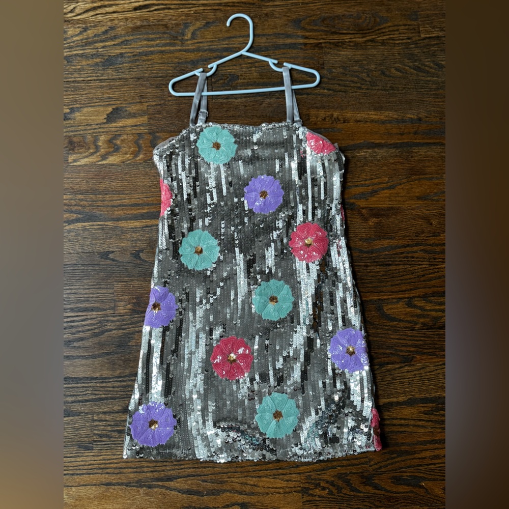 Sparkling Floral Sequin Kids Dress
